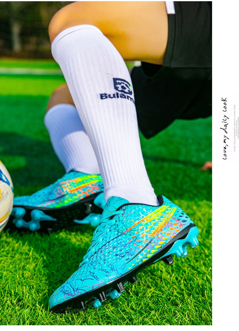 New professional football shoes for men and women AG Long Spike Colorful Multi-Color Youth Student Grass Competition Training Shoes