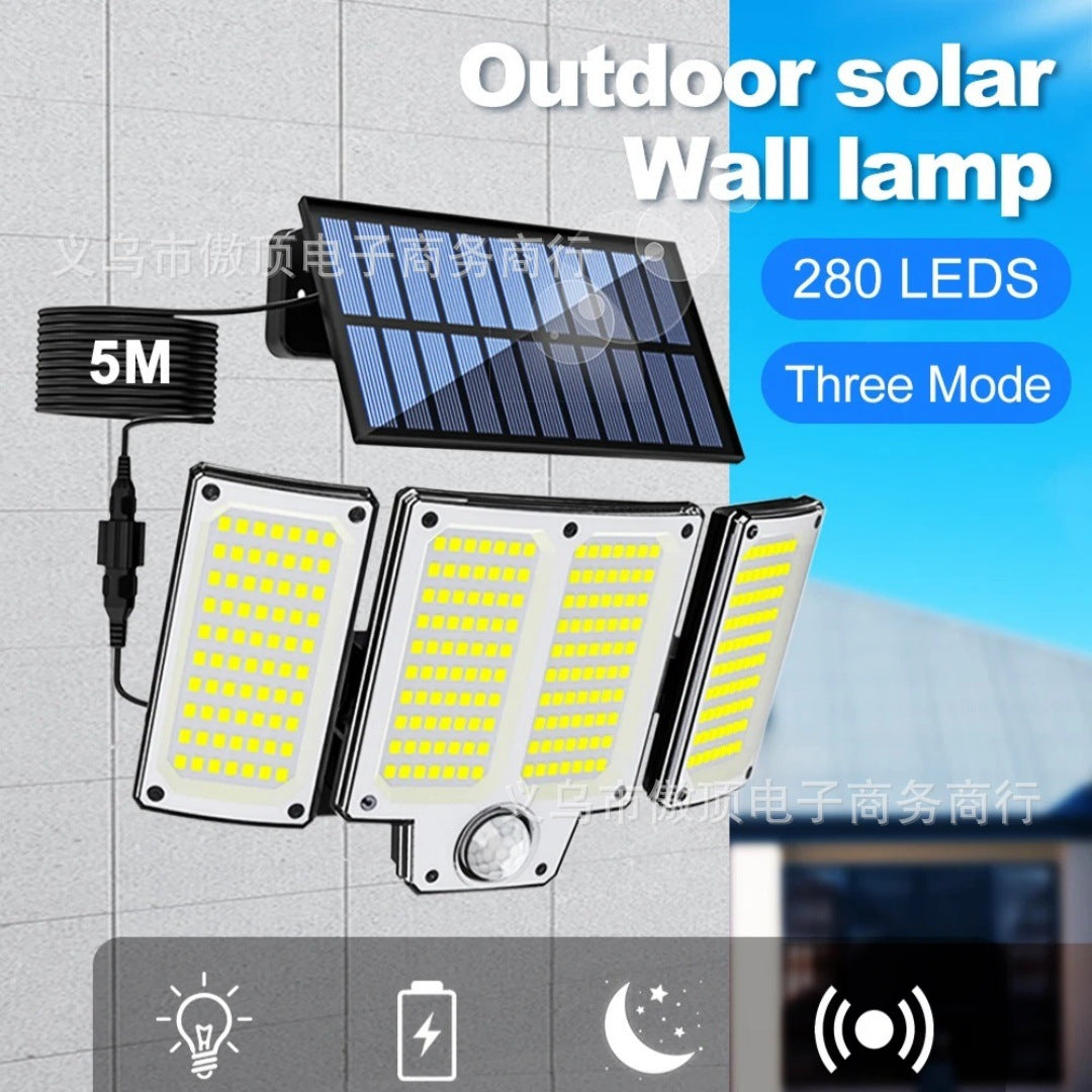 Outdoor Solar Split Street Light, Automatically Brightens After Dark, Garden Light with Human Body Sensor Wall Light Waterproof LED Lamp