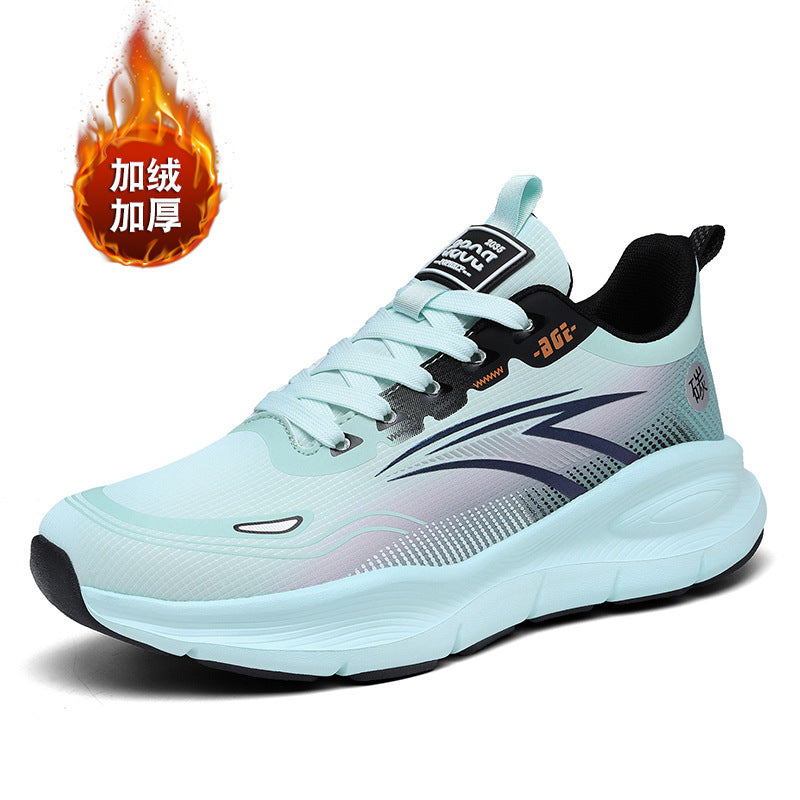 Large Size Fashion Leather Waterproof Rubber Non-Slip Wear-Resistant Sports Shoes with Fleece Lining and Thickened Warmth for Men