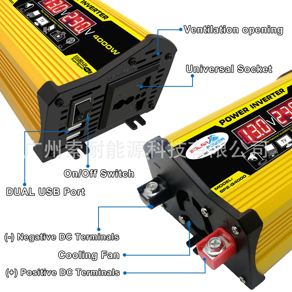 Vehicle Inverter12V Turn110V 220V 300W Voltage Display Outlet power inverter