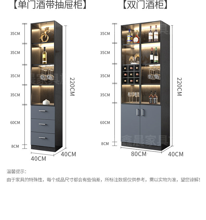 Apartment Wall-Mounted Sideboard Double-Door Wine Rack Storage Cabinet for Hotel Projects and Home Use LED Wine Cabinet