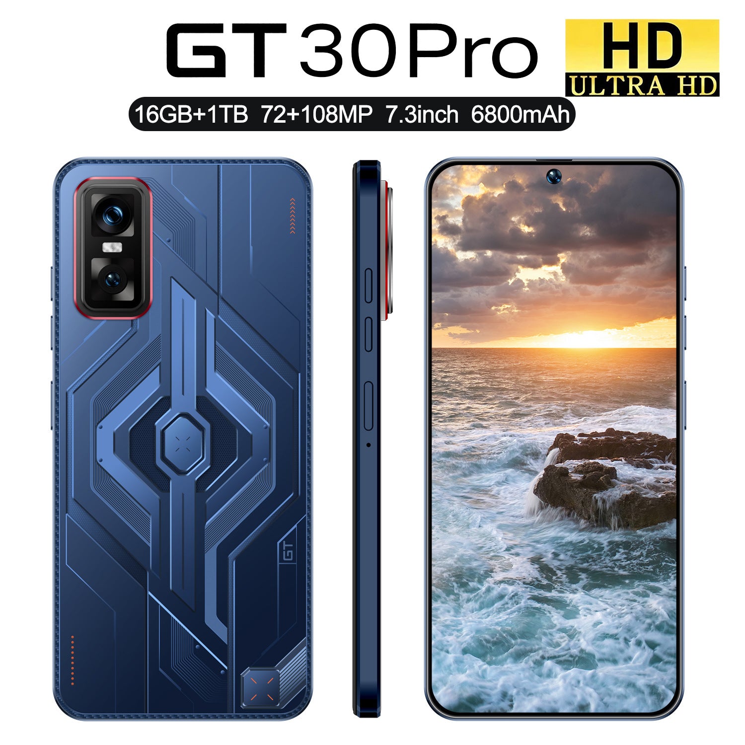 Popular GT 30 Pro Mobile Phone16+1TB Android7.3Inch Large Screen Hot Selling on AliExpress