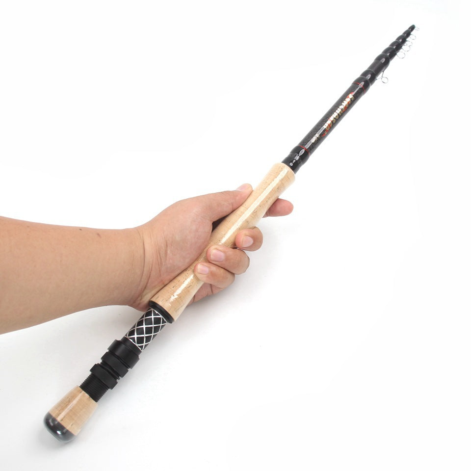 European and American Popular Portable Retractable Fly Rod Carbon Fiber Wooden Handle Fly Fishing Rod Retractable Lure Fishing Rod