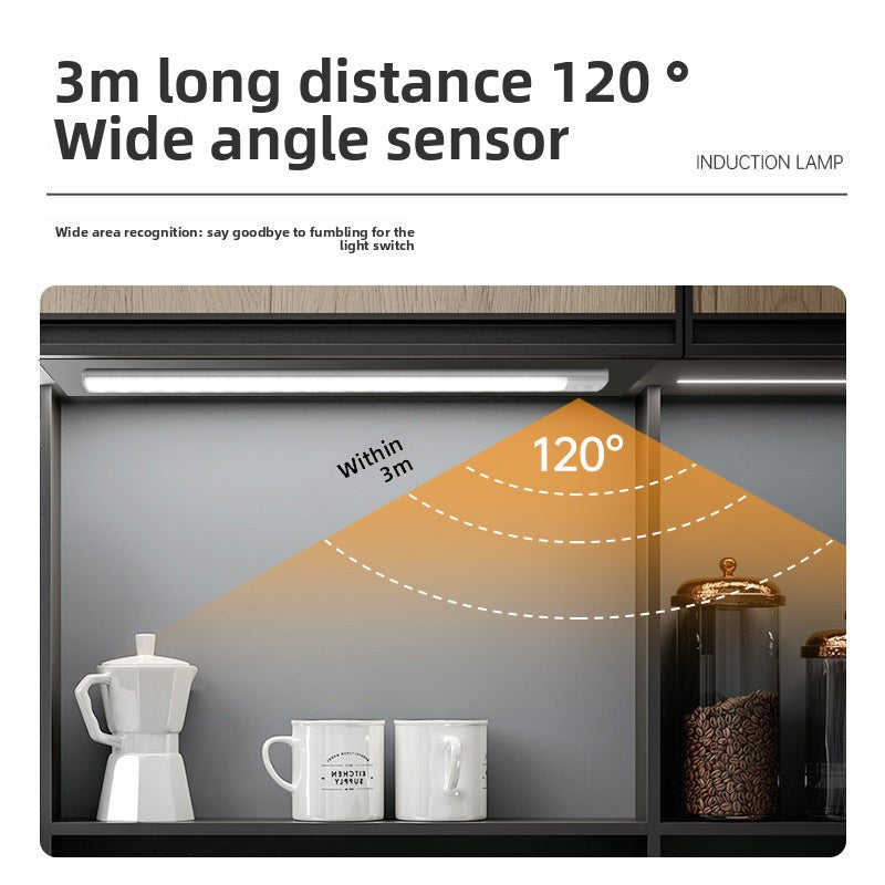 Ultra-thin Smart Human Body Sensor led Lamp Magnetic Self-Adhesive Long Strip Wardrobe Light with Rechargeable Wine Cabinet Cabinet Light Strip
