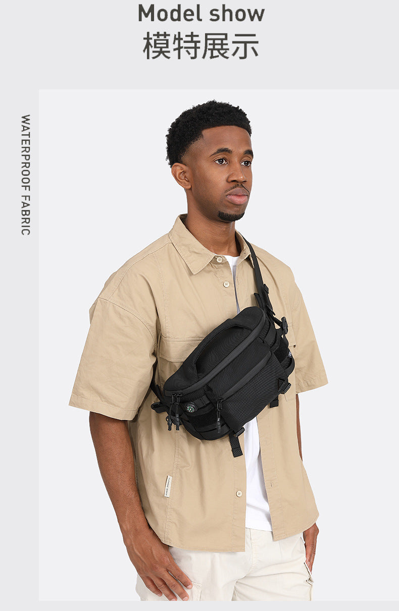 OZUKO Men's Waist Bag Waterproof High-End Crossbody Bag Chest Bag Tactical Trendy Portable Functional Travel Bag