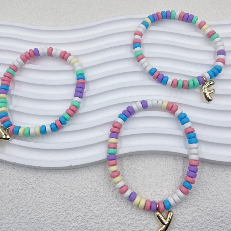 Bubble Balloon Letter Bracelet Best Friend Friendship Gift Sweet Bracelet Colorful Soft Clay Abacus Bead Bracelet