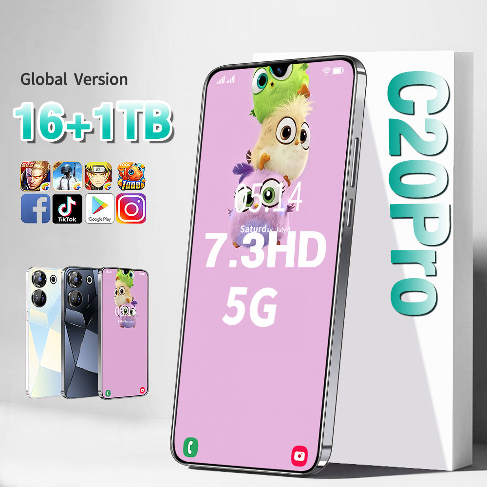 Mobile Phone C20Pro7.3Inch Full HD Screen16+1T Android Smart Factory Price Wholesale Full Screen Large Screen