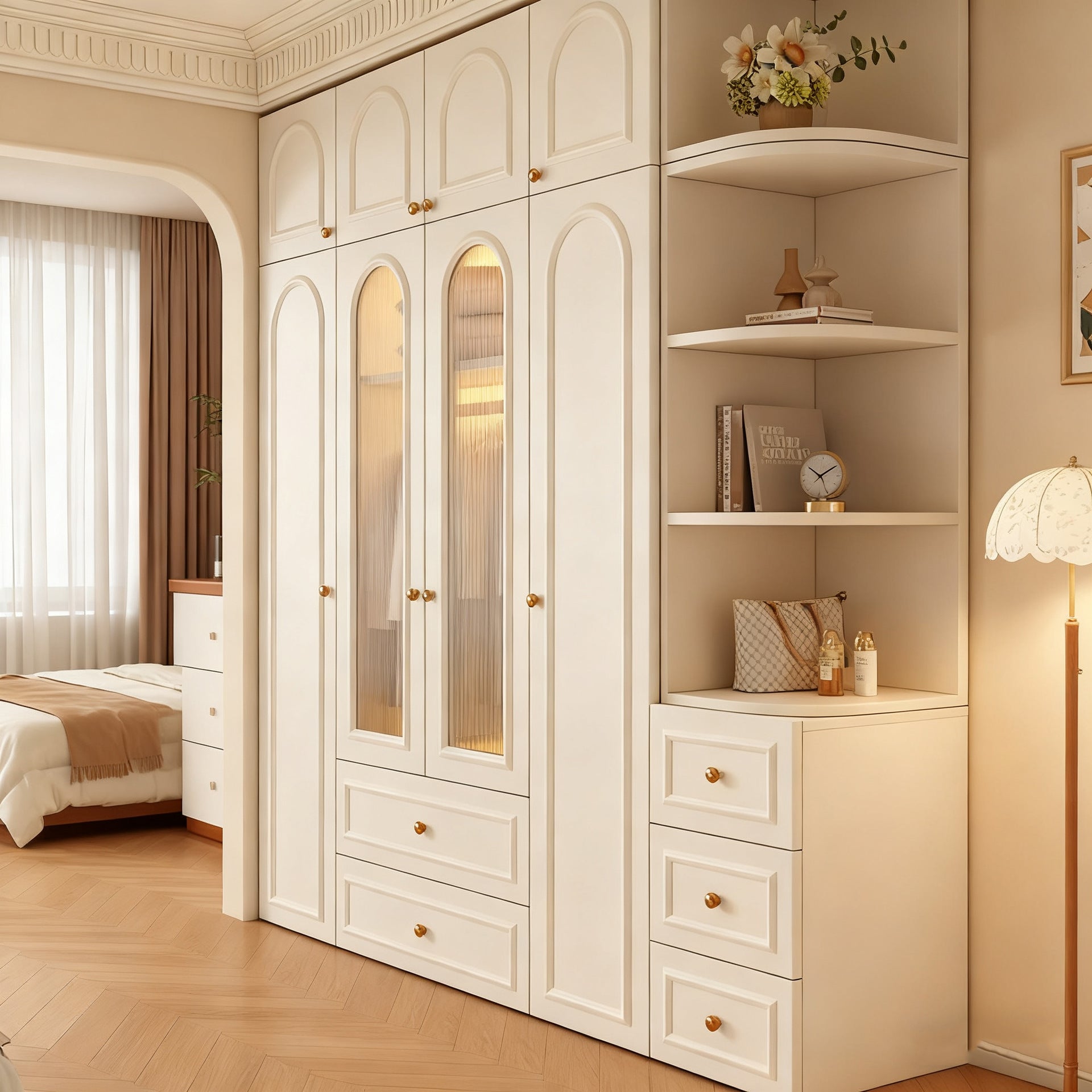 Custom Whole House Honeycomb Aluminum Alloy Wardrobe for Home Bedroom French Modern Storage Integrated Large Capacity Closet Factory