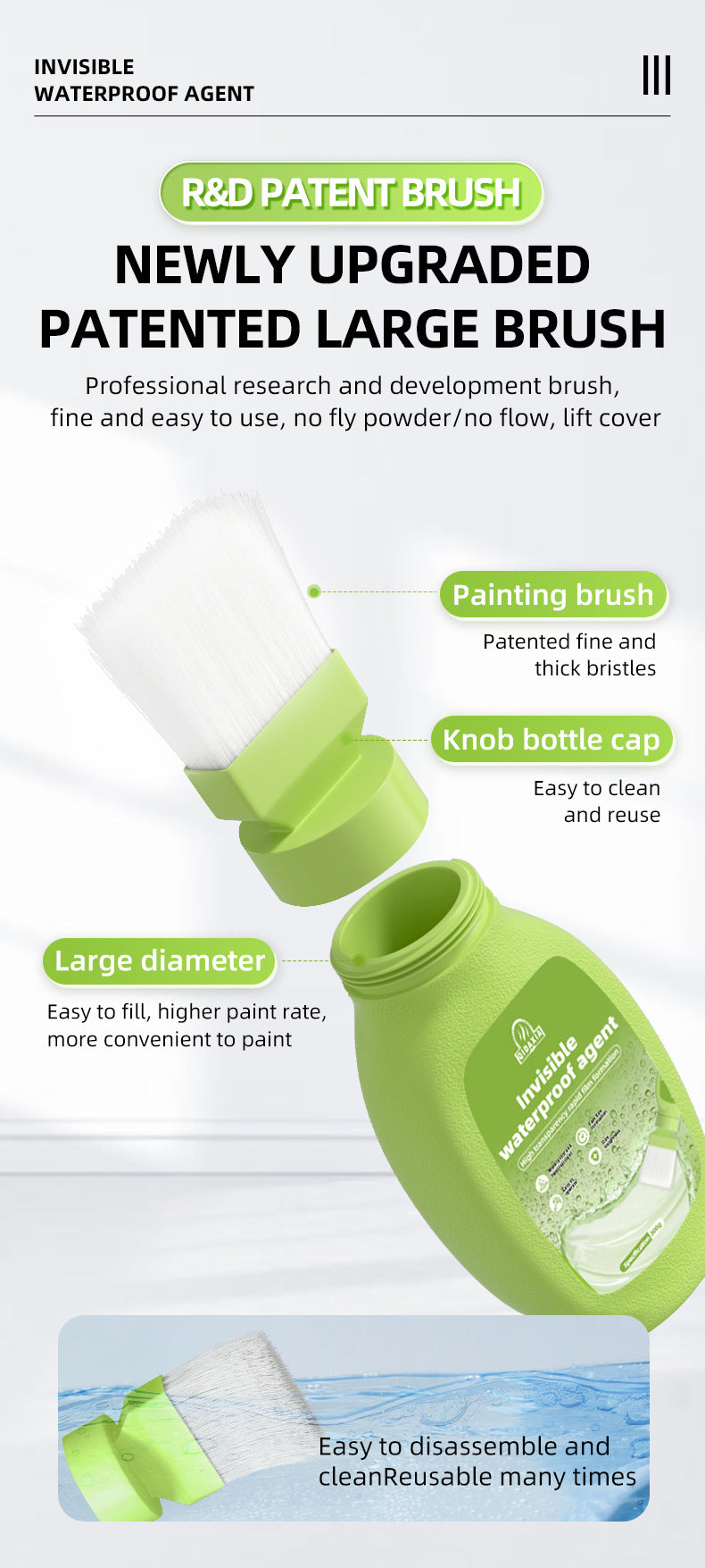 QIDAXIA Transparent Waterproof Adhesive Indoor Waterproof Adhesive Bathroom No-Drill Tile Crack Repair Waterproof Coating