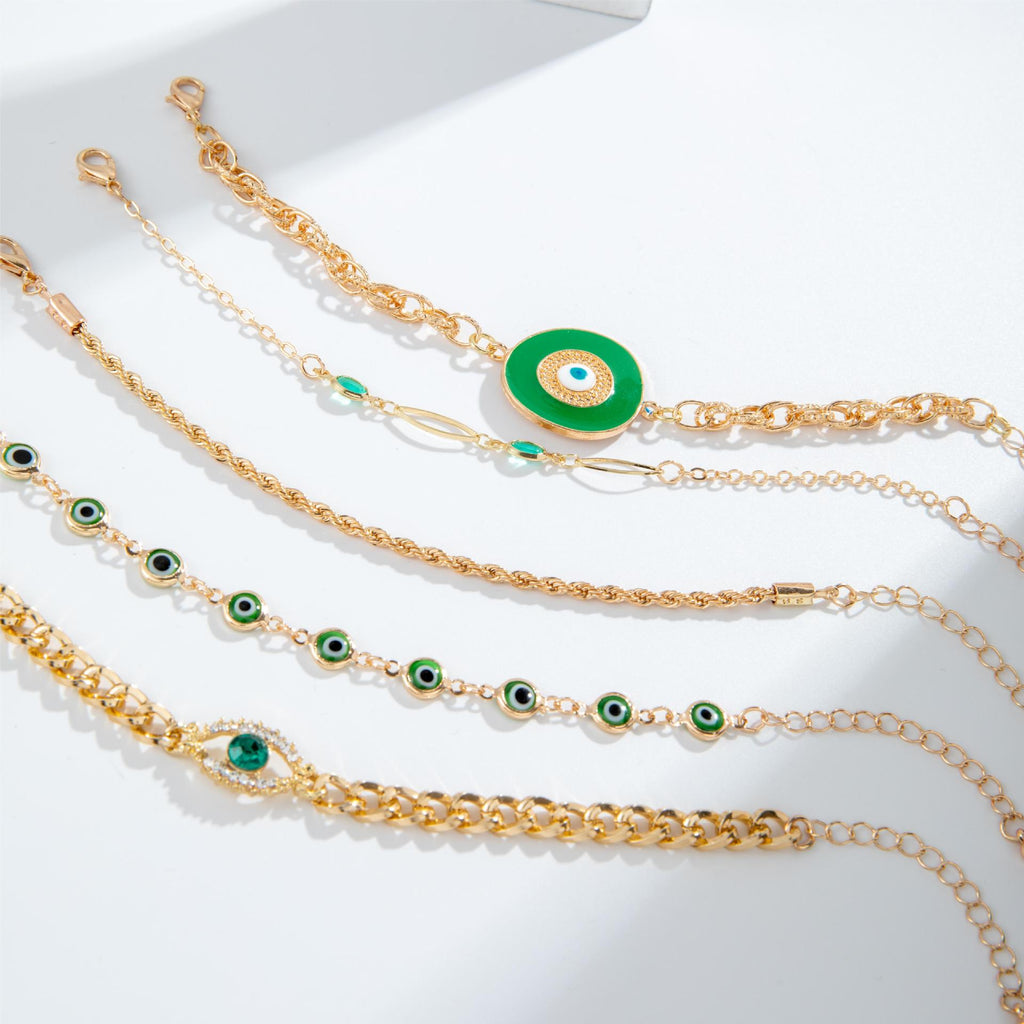 European and American Style Bracelet Bohemian Devil's Eye Bracelet Design Sense Inlaid Diamond Oil Drop Exaggerated Bracelet Set