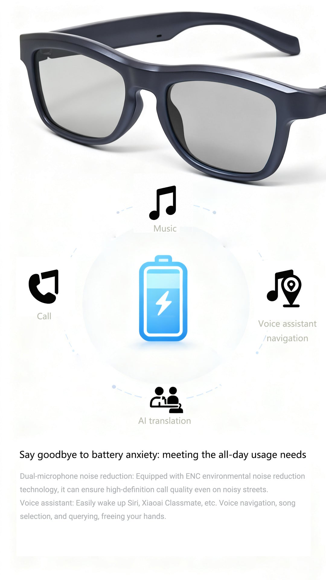 JS22 Pro Smart Glasses Bluetooth Call AI Real-time translation of meeting minutes with one-click color-changing lenses
