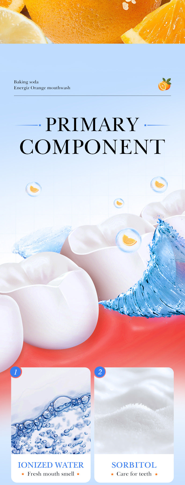 Fruit Mouthwash SADOER Fresh Orange Baking Soda Tooth Stain Remover Mouthwash Bottle Cross-Border Wholesale