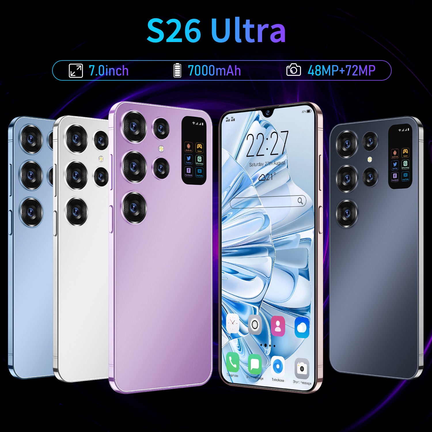 Hot selling product S26 Ultra Android Smart Large Screen Phone16+1T Factory Direct Sales Mobile Phones