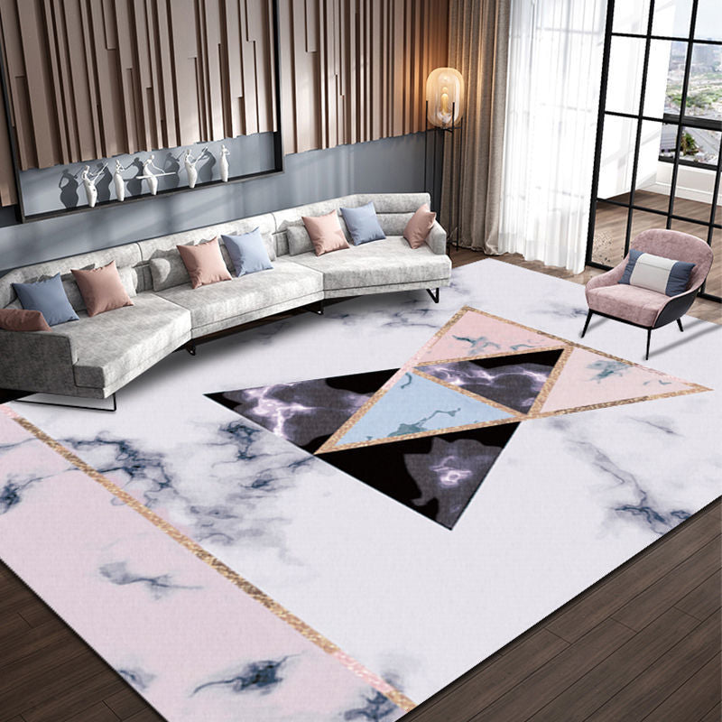 Carpet for Living Room, Stain-Resistant, Easy to Clean, Crystal Velvet Sofa Coffee Table Rug, Cooling, Silent, Light Luxury, Non-Slip Bedroom Bedside Rug