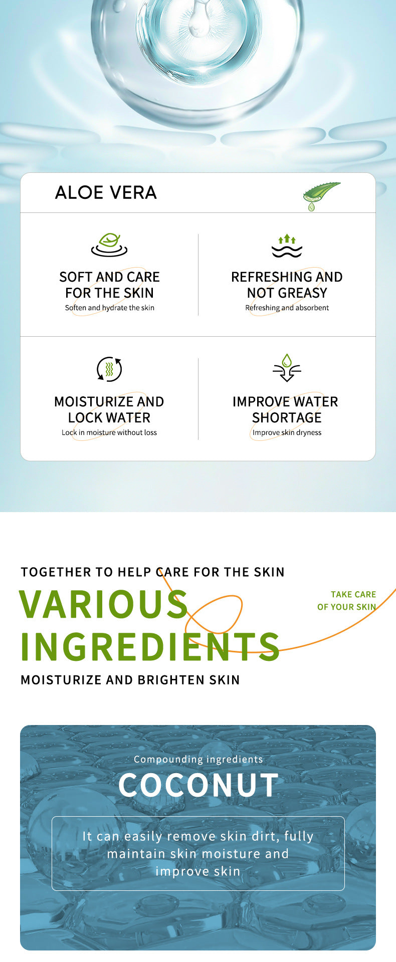 Full English Aloe Vera Skincare Set SADOER Cleansing, hydrating, moisturizing, and nourishing  foreign trade manufacturer wholesale