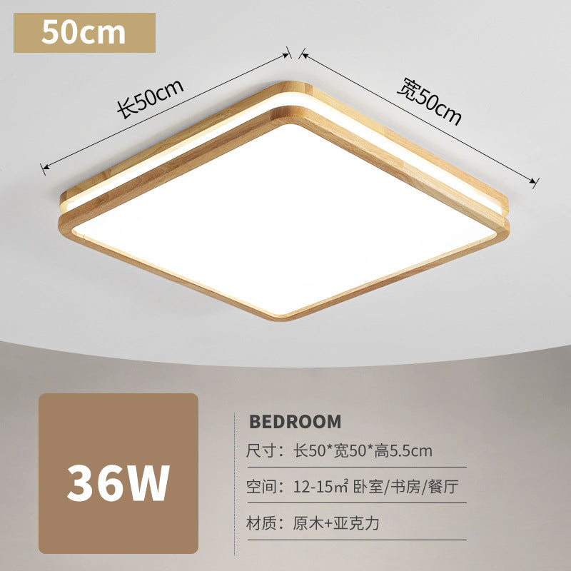 Minimalist Nordic Style Solid Wood Lighting LED Square Ceiling Light Living Room Light Hallway Light Study Light Balcony Light