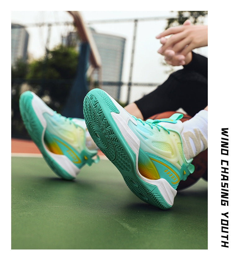 Four Seasons New Luminous Mesh Breathable Men's Shoes Casual Trendy Basketball Shoes High Elastic Cushioning Wear-Resistant Non-Slip Sports Shoes