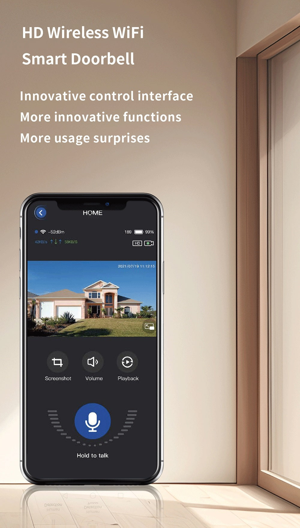 Intelligence Z70Doorbell for Home Use Low Power Consumption Wireless wifi Video Doorbell HD Night Vision Surveillance Doorbell with Ding Dong