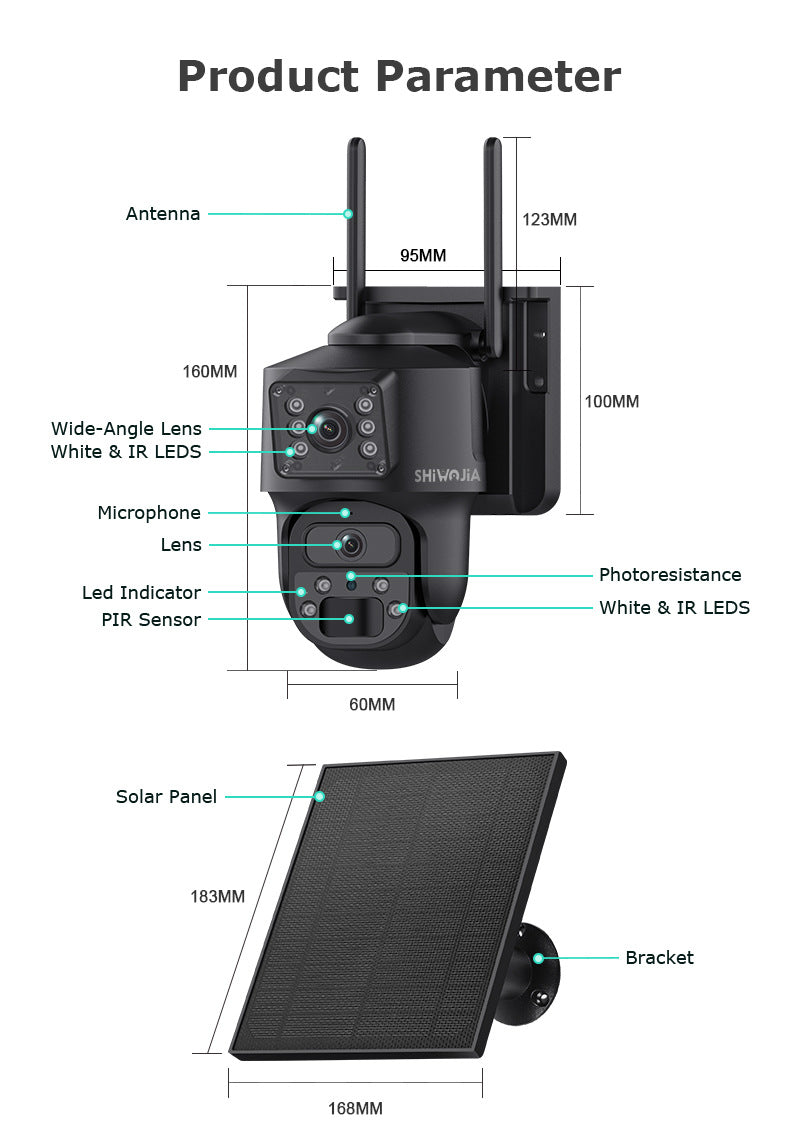 AOV 600Wan Solar Low Power Consumption Camera7*24Hourly Full Color Night Vision Low Frame Rate Long Video Surveillance