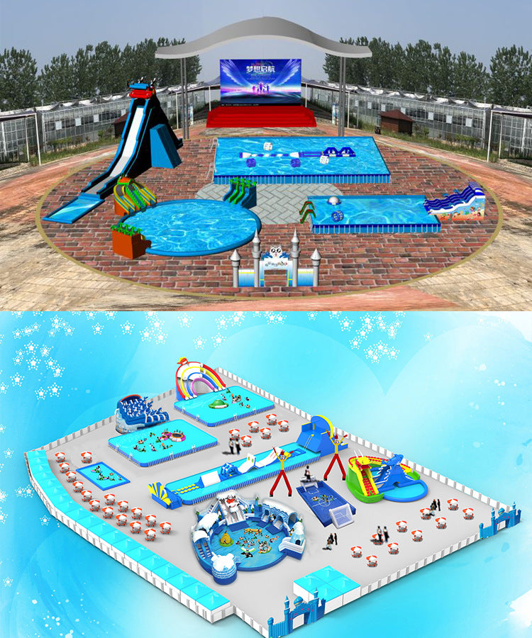 Inflatable Water Park Slide Equipment Manufacturer Elephant Panda Combination Large Frame Swimming Pool Children's Amusement
