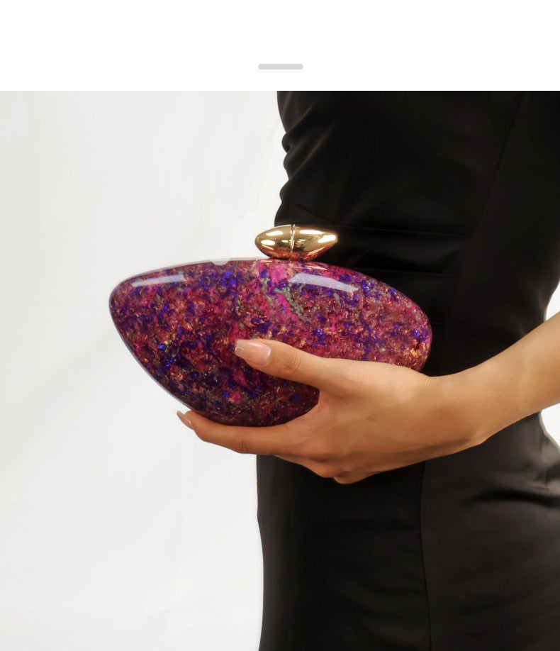 European and American Trend New Style Bag for Women Fashionable Light Luxury Versatile Bullet Head Acrylic Simple Evening Bag Clutch for Women