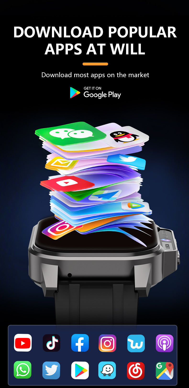 B22Smart Watch5G Plug-in Card Full Netcom Google Store APP Download Three-Proof Sports Camera Video Call