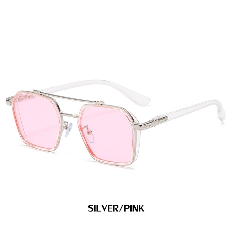 New Sunglasses Internet Celebrity Wei Ting Same Style Sunglasses for Men Trendy Large Square Frame Sunglasses for Men ins Sun Protection Glasses
