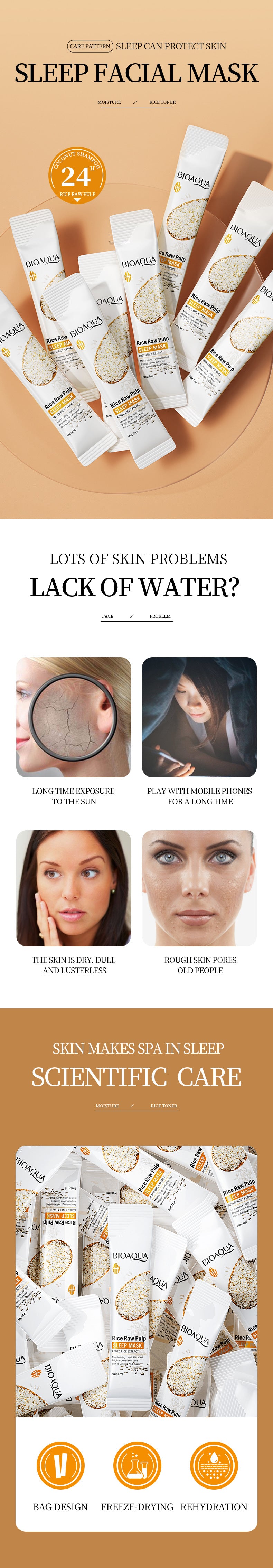 Sleep Mask BIOAOUA Rice Moisturizing No-Rinse Leave-On Mask Cross-Border Wholesale