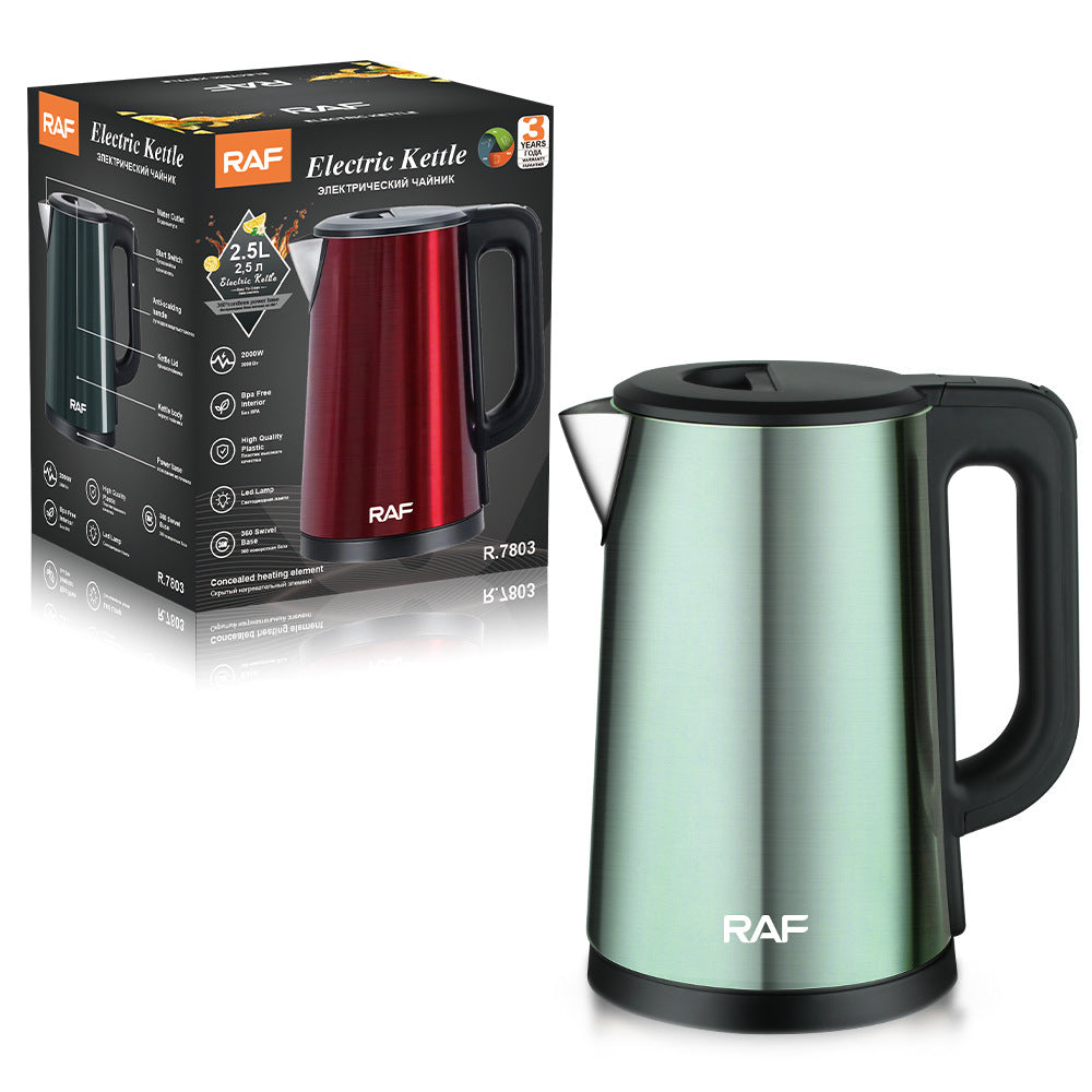 RAF European Standard Electric Kettle Household Water Boiler2.5L High-power double-layer automatic power-off anti-dry burn