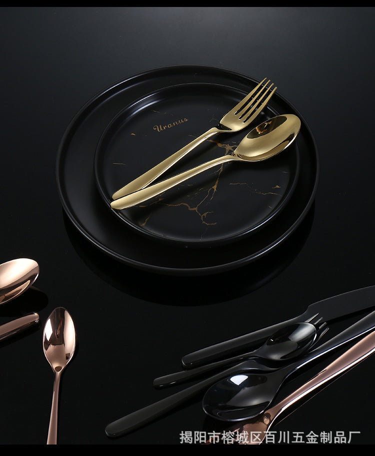 201Stainless Steel Knife Fork Spoon Heavy Moonlight Tableware Western Food Hotel Household Steak Knife Fork Dessert Spoon Wholesale