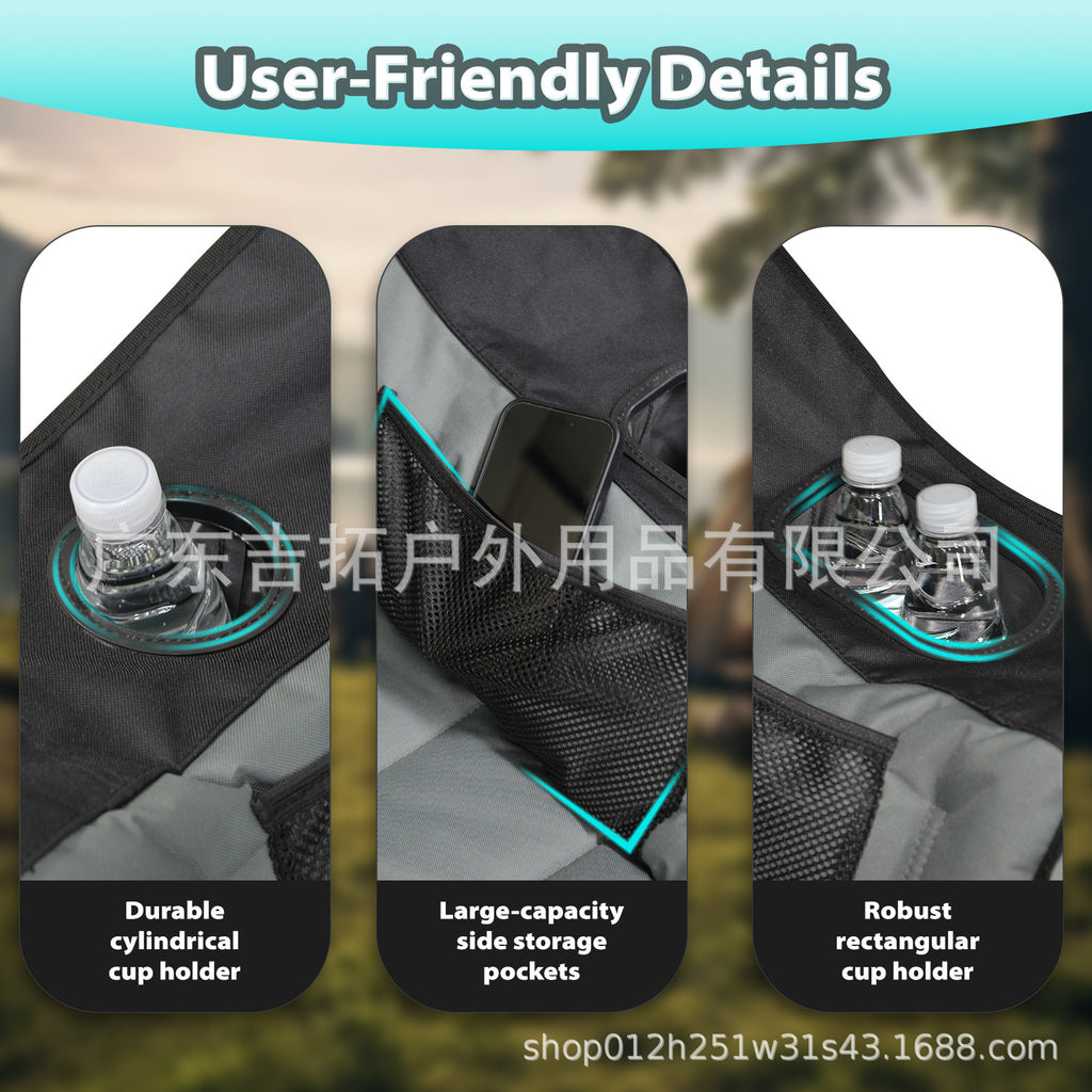 Outdoor Folding Chair with Cotton Padding, Moon Chair with Footrest, Portable Camping Leisure Backrest Folding Beach Chair, Thickened