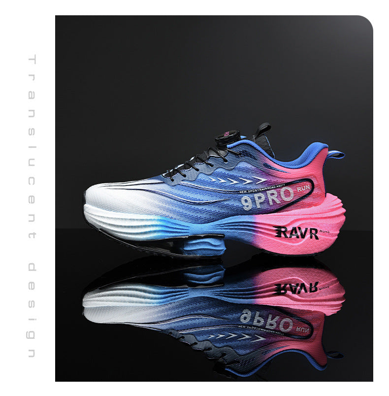 2025Autumn Winter New Double Mesh Comfortable Knob Buckle Sports Shoes Parent-Child Super Soft Sole Carbon Plate Wear-Resistant Running