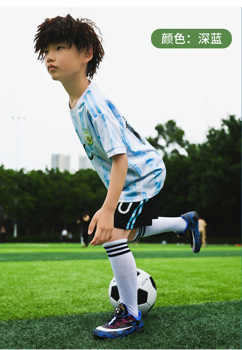 New Children's Rotating Buckle Broken Nail Training Football Shoes Girls Boys Primary School Students Competition Training Sneakers