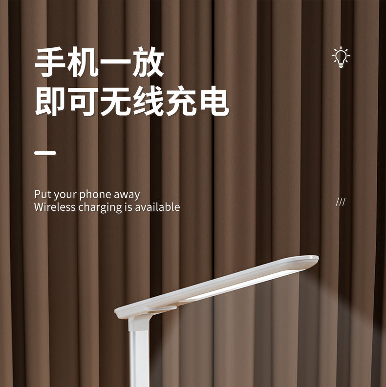 Study-Specific Eye Protection Desk Lamp with Smart Wireless Charging and Foldable Night Light for Dormitory LED Student Reading Gift Lamp