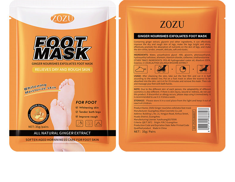 Ginger Foot Mask35g ZOZU Moisturizing, rejuvenating, and nourishing foot mask for cross-border foreign trade wholesale