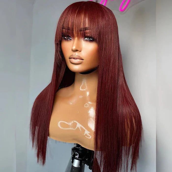 High temperature synthetic Straight Wigs with Bangs
