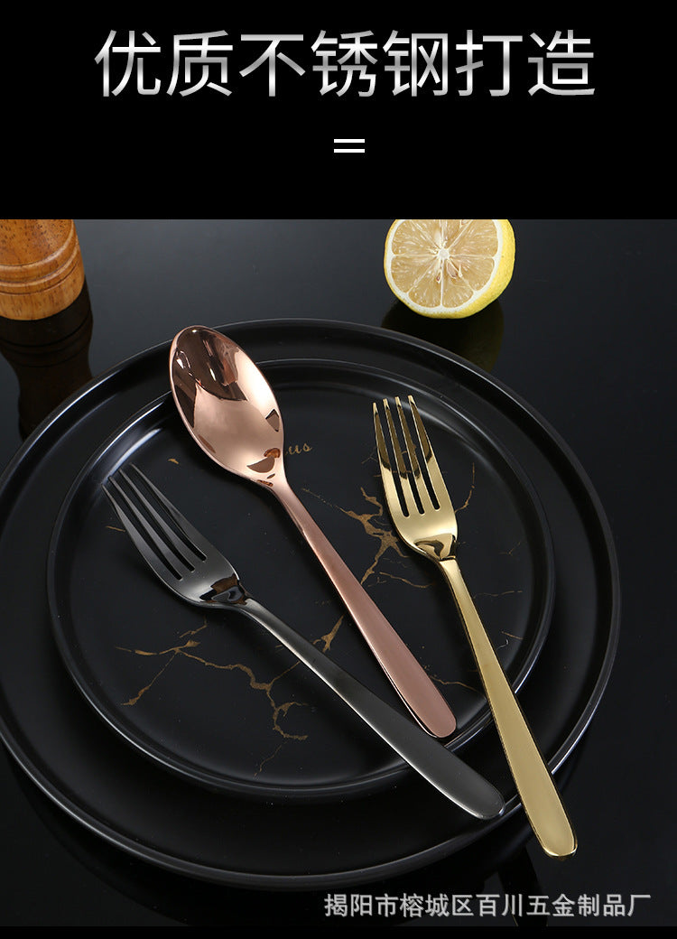 201Stainless Steel Knife Fork Spoon Heavy Moonlight Tableware Western Food Hotel Household Steak Knife Fork Dessert Spoon Wholesale