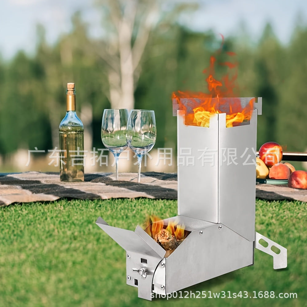 Outdoor Fishing and Picnic L Portable Rocket Stove Wood Stove for Picnics and Home Use, Winter Heating Wood Burning Stove