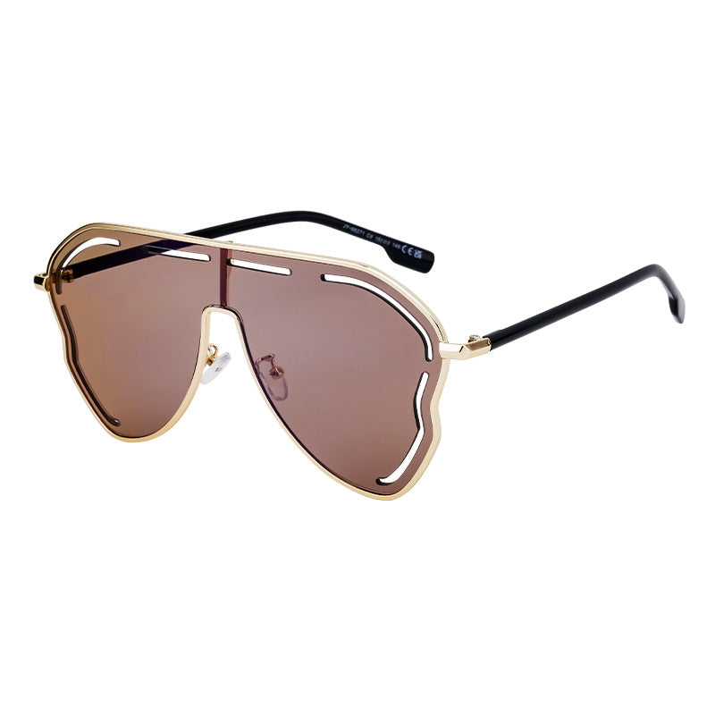 European and American Fashion Large Frame Sunglasses for Women, High-End Unique One-Piece Sunglasses, Trendy Wholesale sunglasses