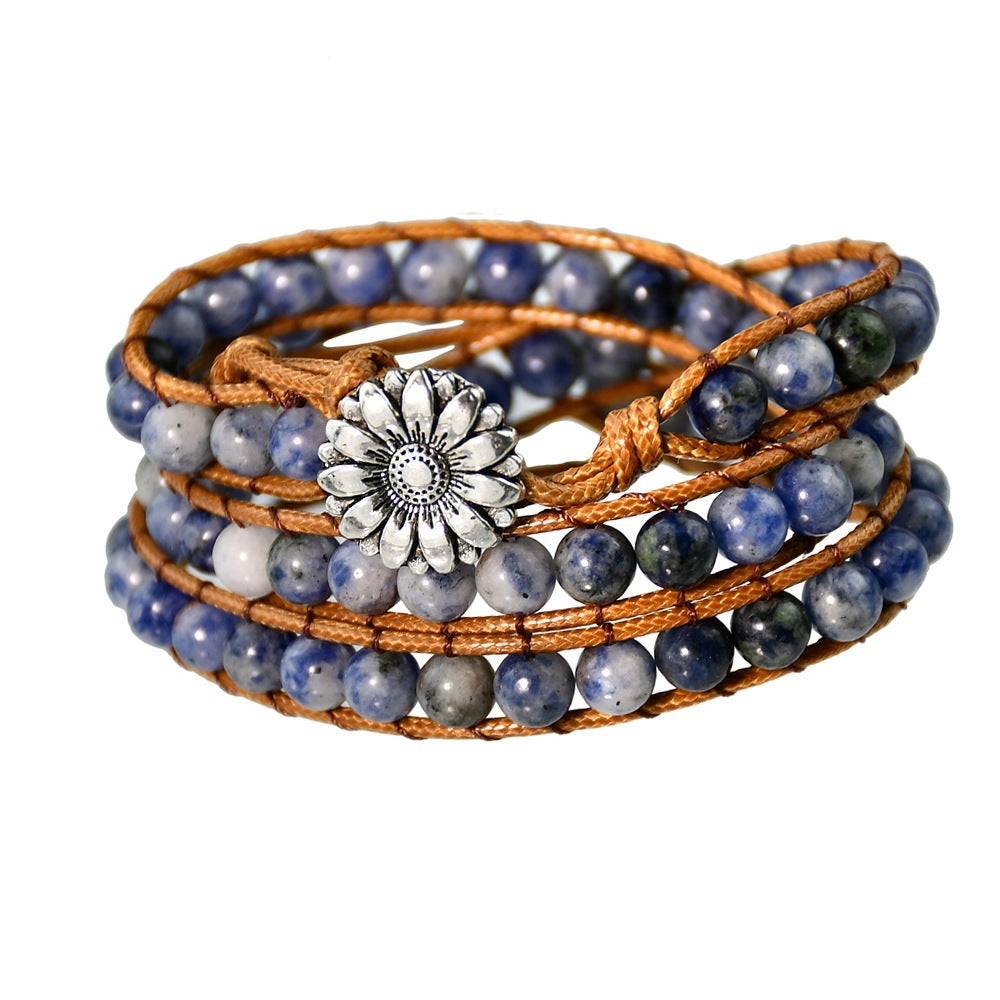 Bohemian Multi-layer Vintage Bracelet Natural Tiger Eye Stone Hand-woven Bracelet for Women Ethnic Style Woven Bracelet