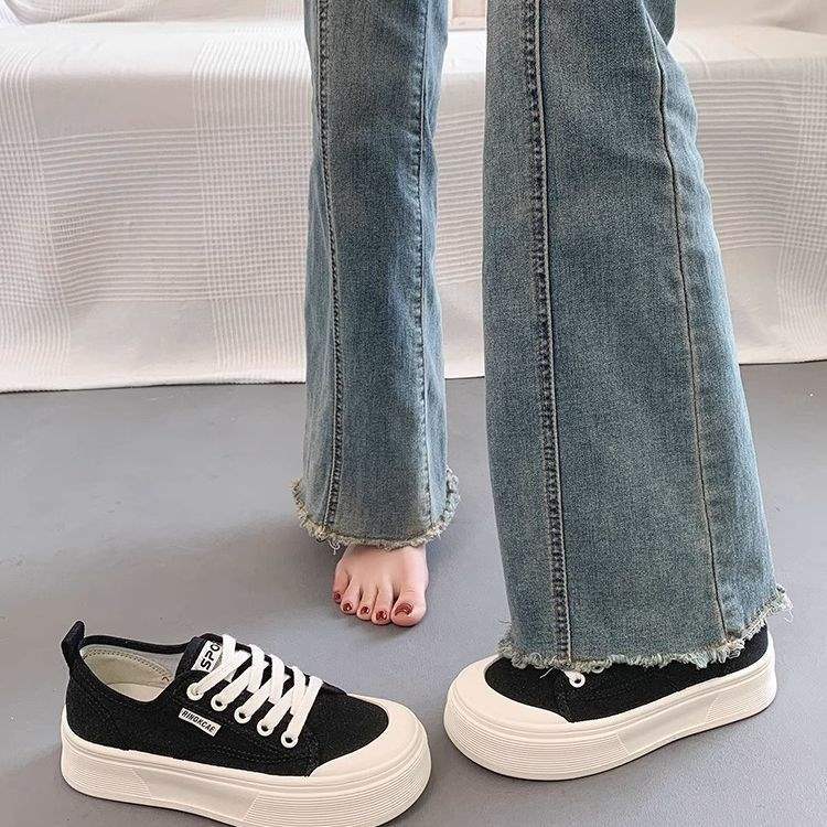 Women's Platform Canvas Shoes2025Summer New Breathable Versatile Casual Thin Height-Increasing White Sneakers