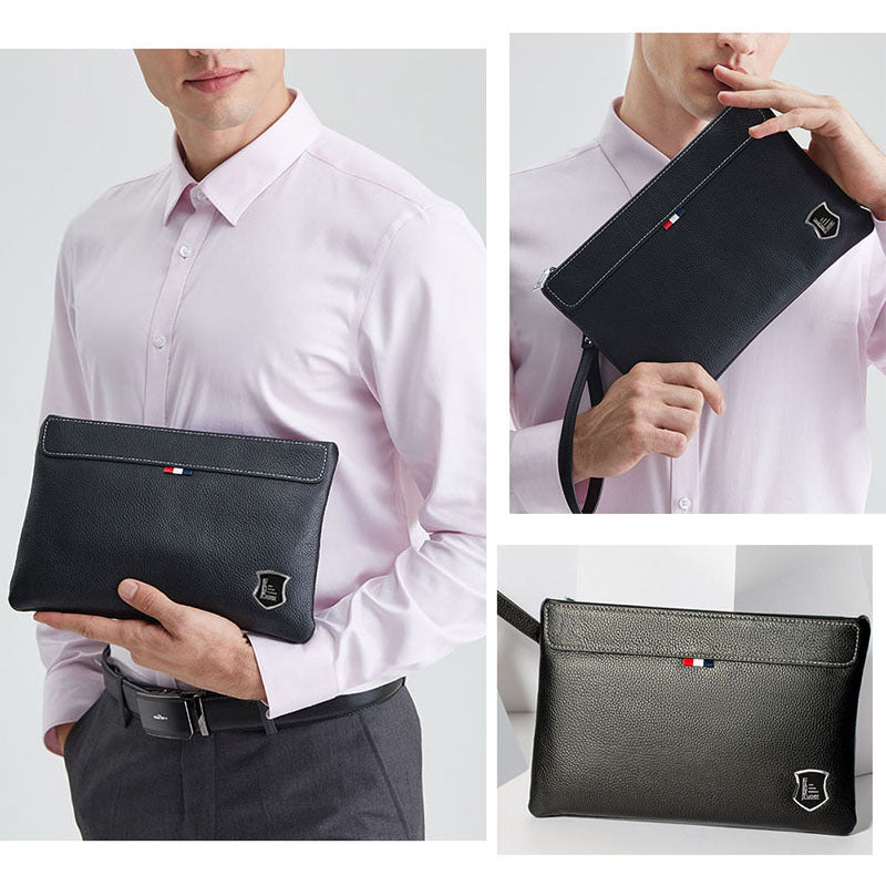 Genuine Leather Clutch Bag with Password Lock, Business Handbag, Casual Large Capacity Pure Top Layer Cowhide Men's Clutch