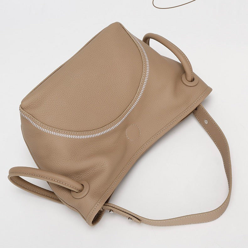 Niche Design Commuter Basket Handbag Tote Bag2024New style lazy style single shoulder bag, soft leather crossbody bag for women