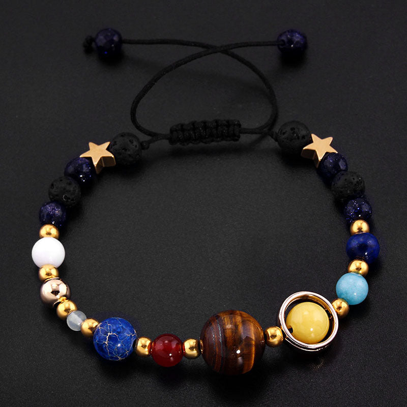 Hot-Selling Universe Galaxy Solar System Eight Planets Bracelet Guardian Star Natural Stone Bead Bracelet Seven Meridians Bracelet