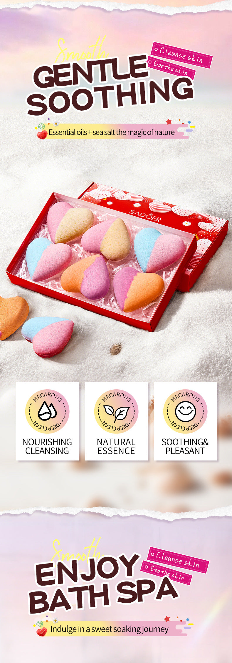 Cross-Border Bath Salt Balls6Set  Heart-shaped Bath Bomb Bath Salt Ball Boxed Export Manufacturer Wholesale