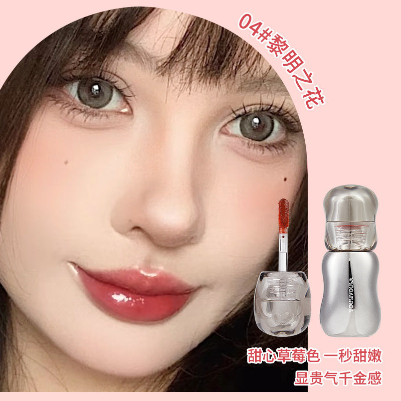 Lipstick Lip Gloss Brightening Non-Stick Cup Mirror Gloss Pouty Lips Tender Moisturizing Non-Drying Student Party Cosmetics Lipstick for Women