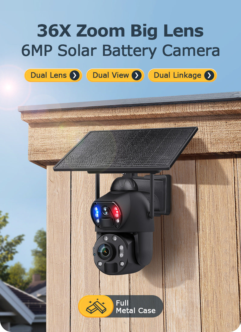 Dual Lens Dual Screen36Dual Optical Zoom4G Solar-powered Camera600High Definition Wireless Camera