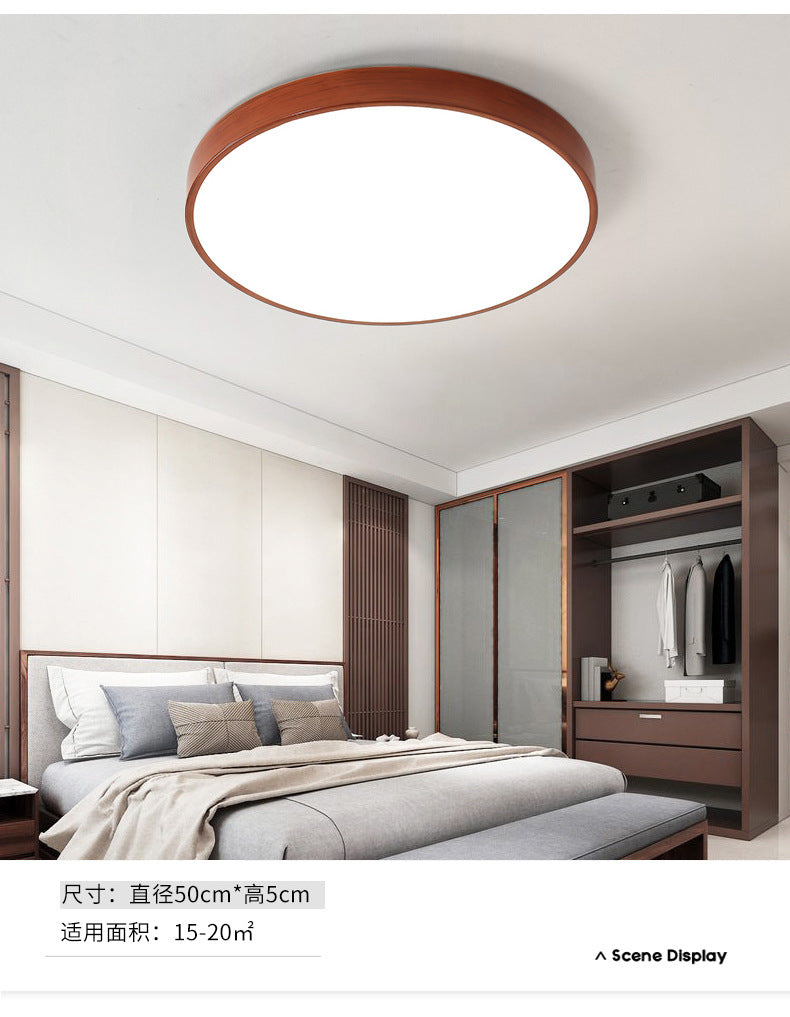 Nordic Ultra-Thin Imitation Wood Grain Ceiling Light Round Modern Minimalist led Room Bedroom Lamp Iron Art Balcony Living Room Lamp