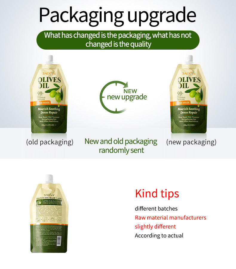 Olive Oil Hair Mask350g SADOER Repair and Improve Frizz Bagged Hair Mask Cross-Border Wholesale