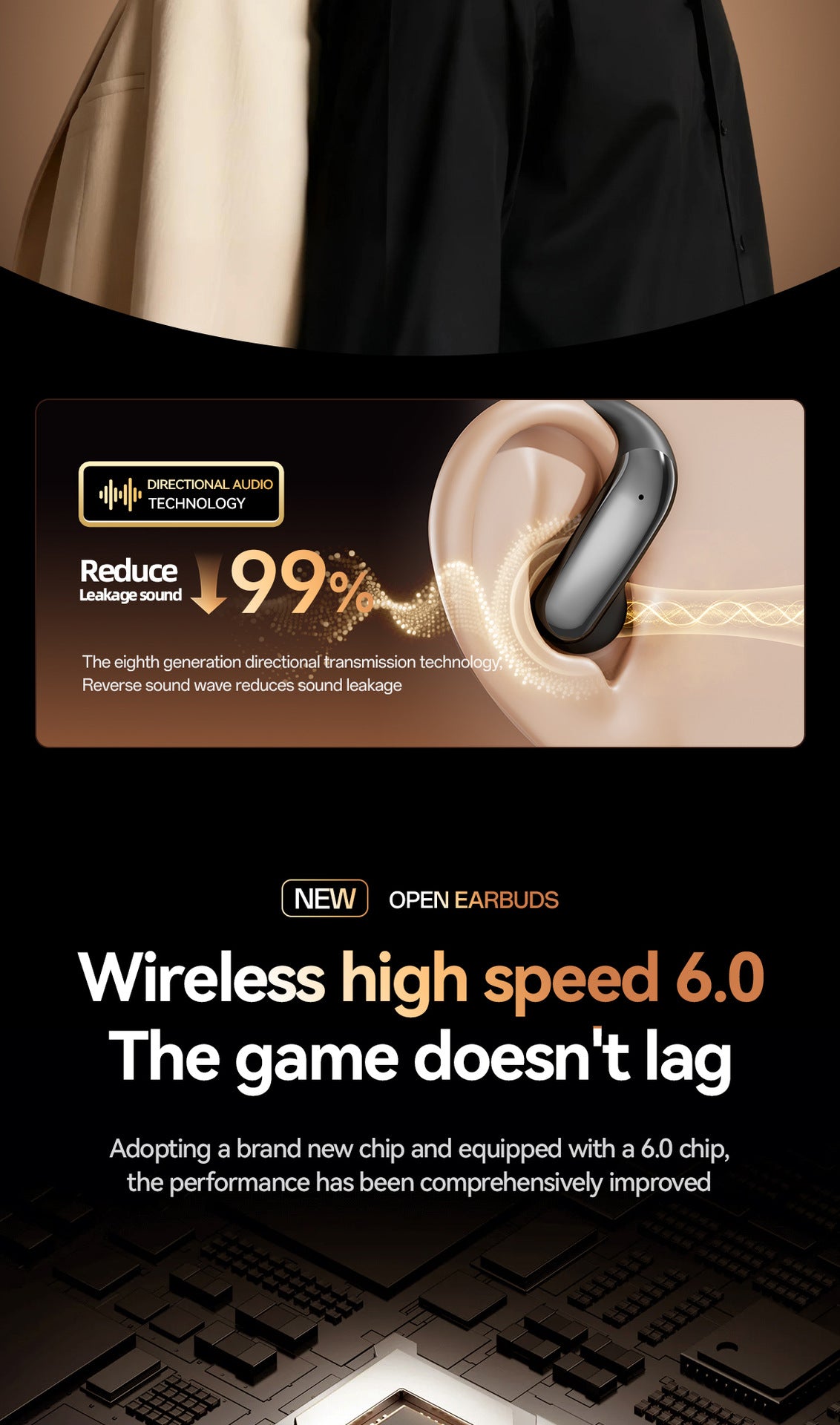 M142Popular OWS Open-type ultra-long battery life high-quality sound over-ear digital display wireless Bluetooth headphones